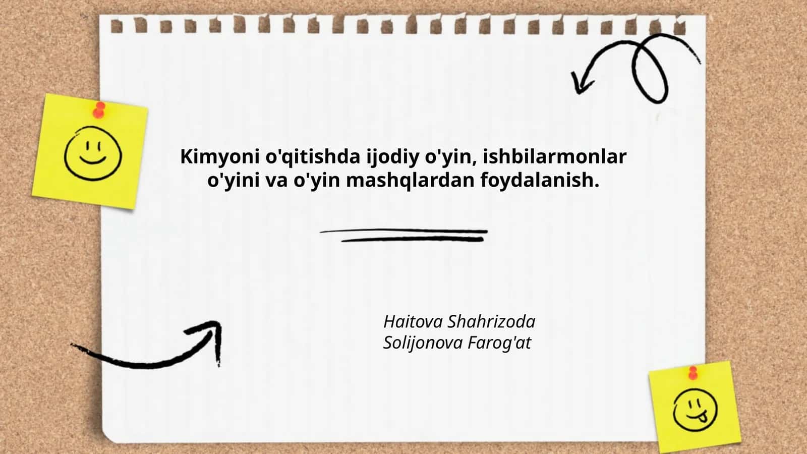 Kimyoni o'qitishda ijodiy o'yinlar va ishbilarmonlar o'yini 1