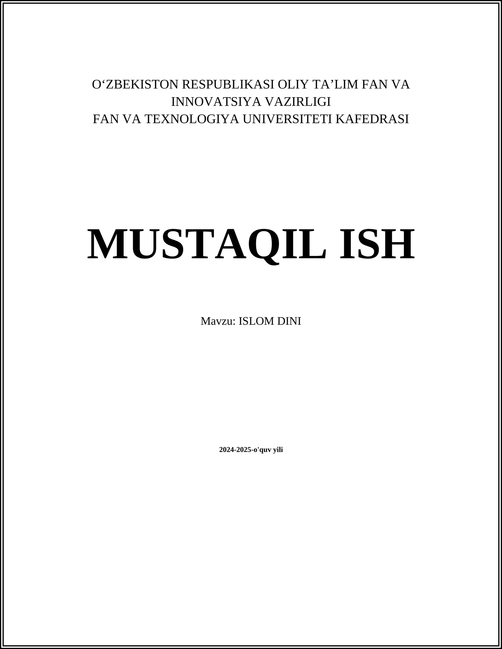 Islomning Asosiy Tushunchalari 1