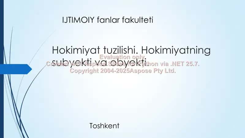 Hokimiyat tuzilishi. Hokimiyatning subyekti va obyekti. 1