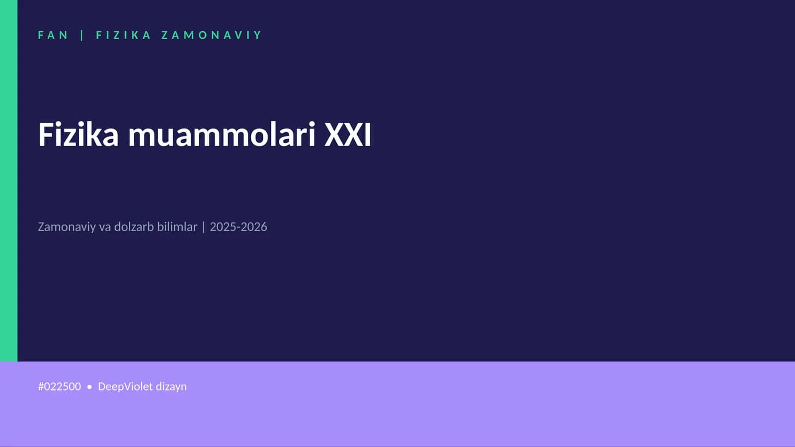 FIZIKA ZAMONAVIY 1