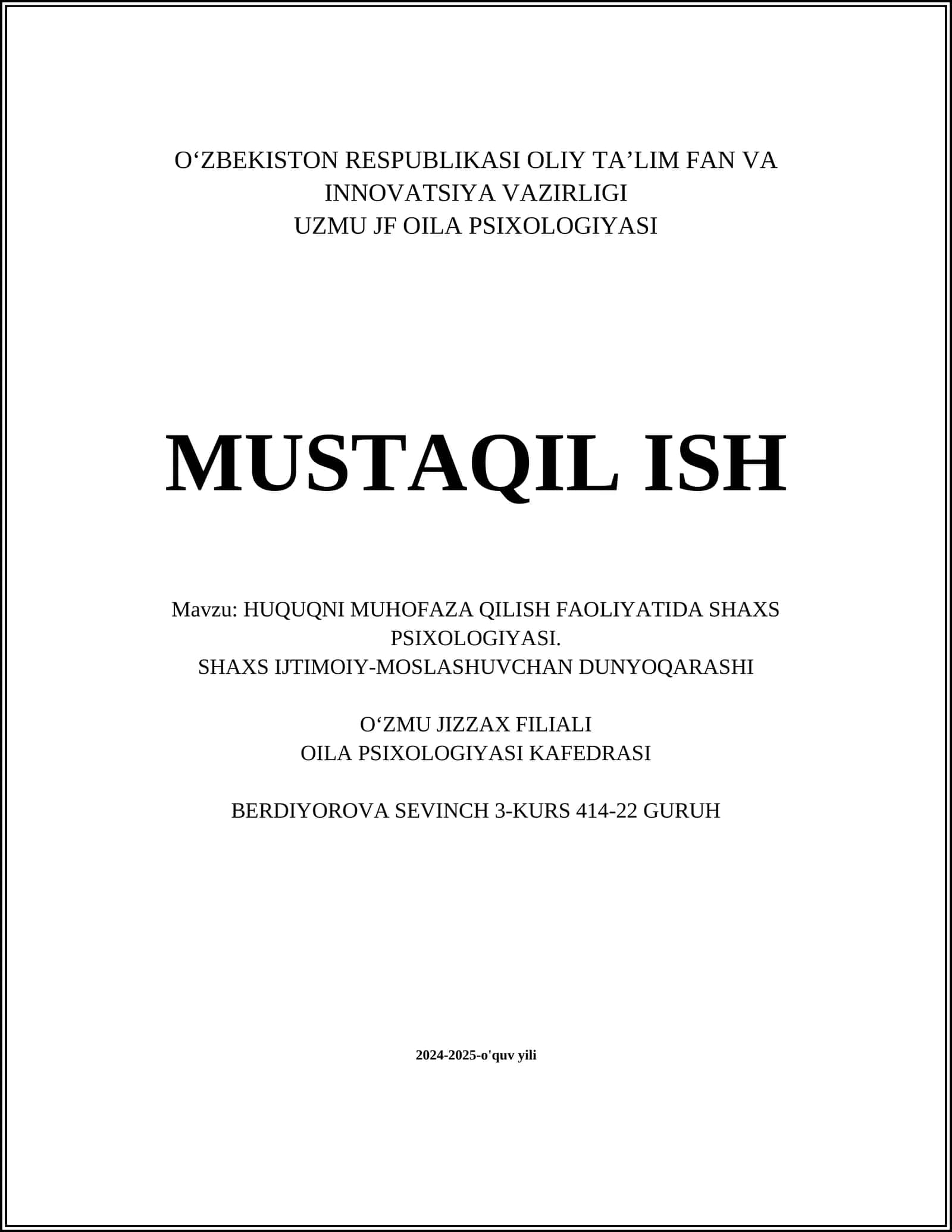 HUQUQNI MUHOFAZA QILISH FAOLIYATIDA SHAXS PSIXOLOGIYASI 1