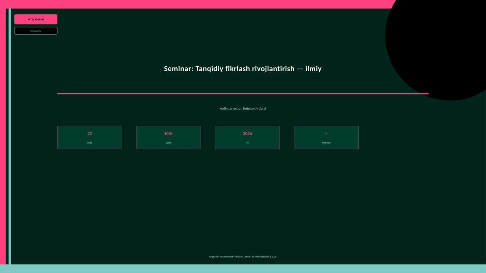 Seminar: Tanqidiy fikrlash rivojlantirish — ilmiy xodimlar uchun [interaktiv dars] 1
