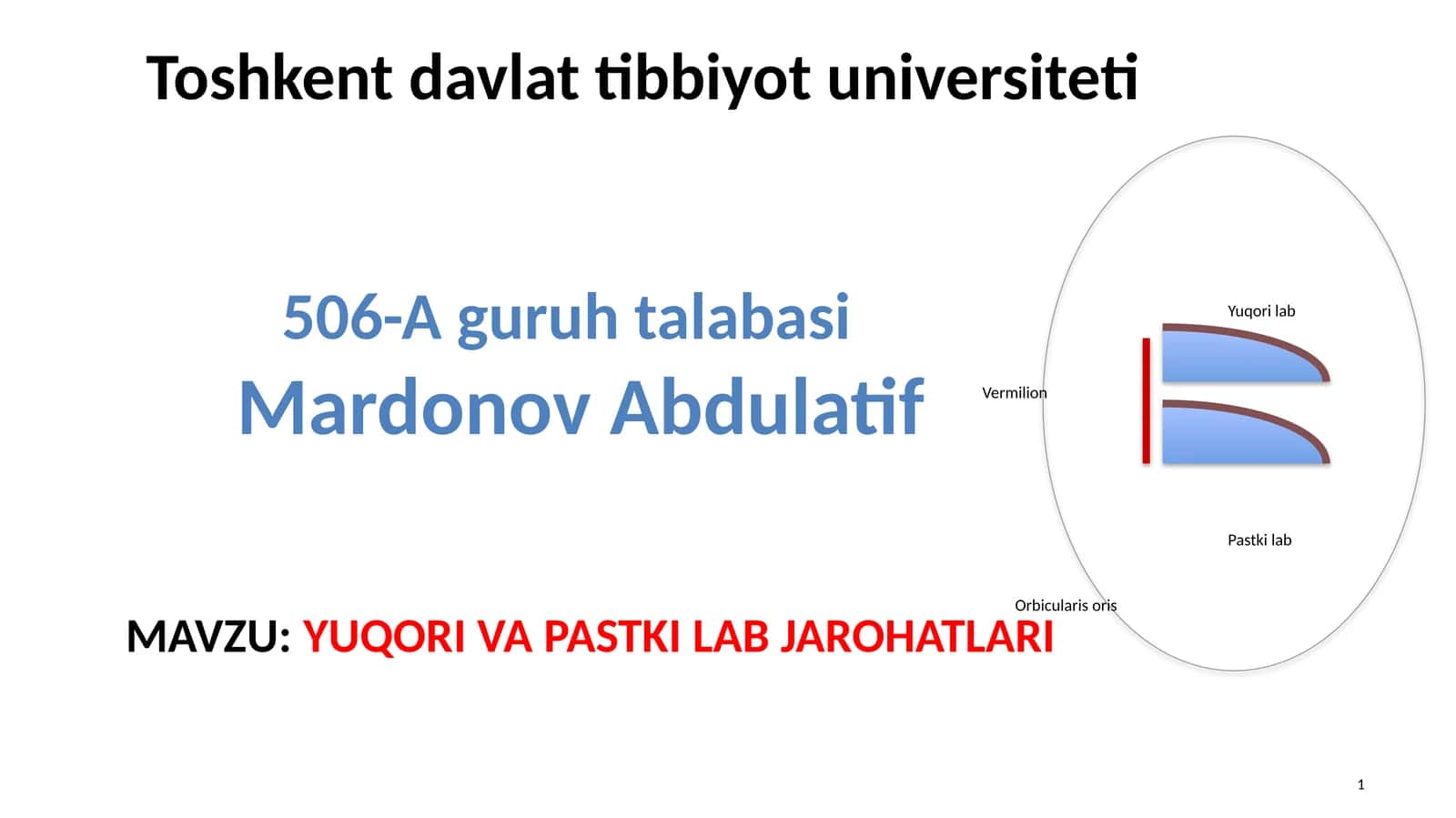 MAVZU:YUQORIVA PASTKI LAB JAROHATLARI 1
