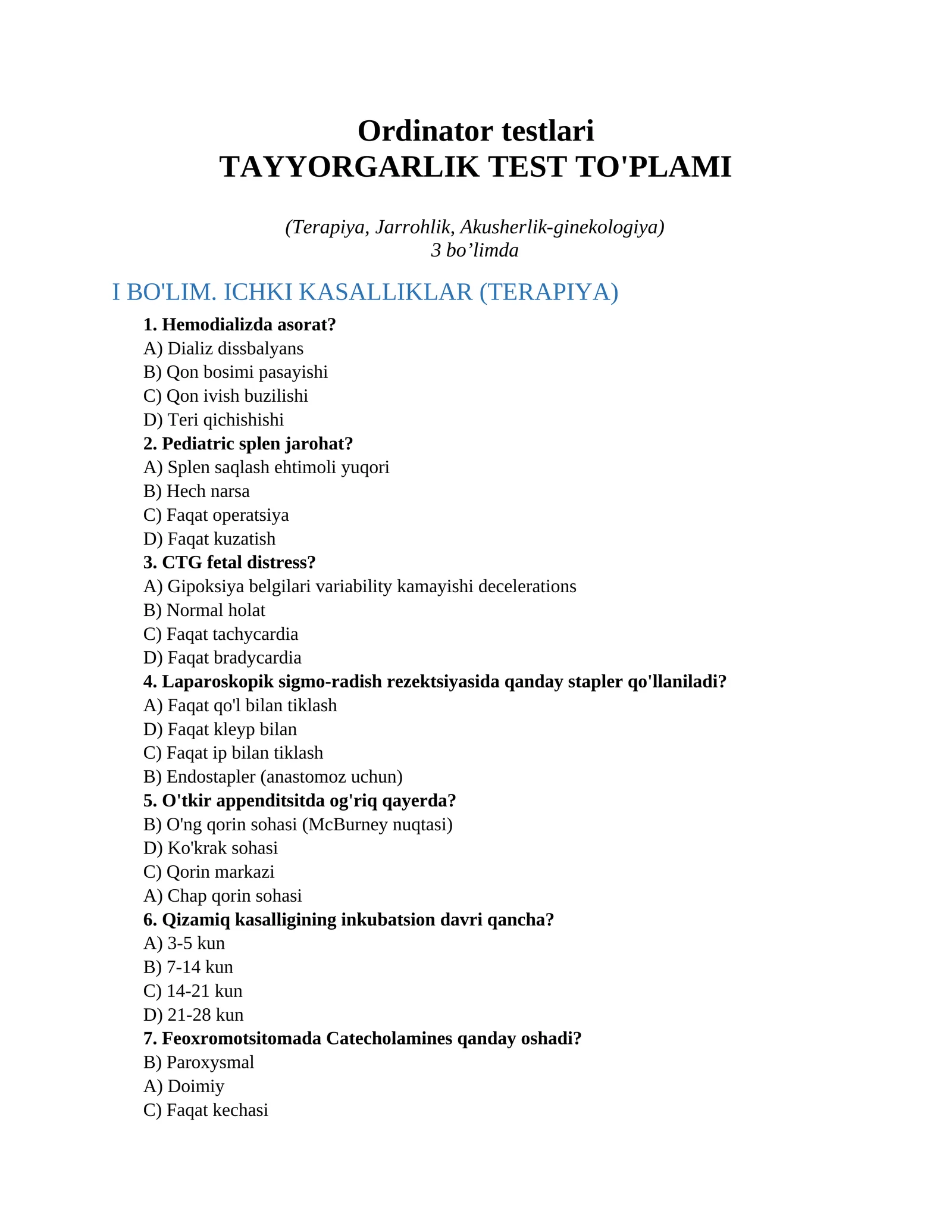Ordinator testlari 1
