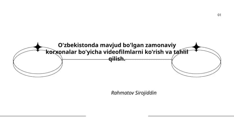 O'zbekistonda mavjud bo'lgan zamonaviy korxonalar bo'yicha videofilmlarni ko'rish va tahlil qilish 1