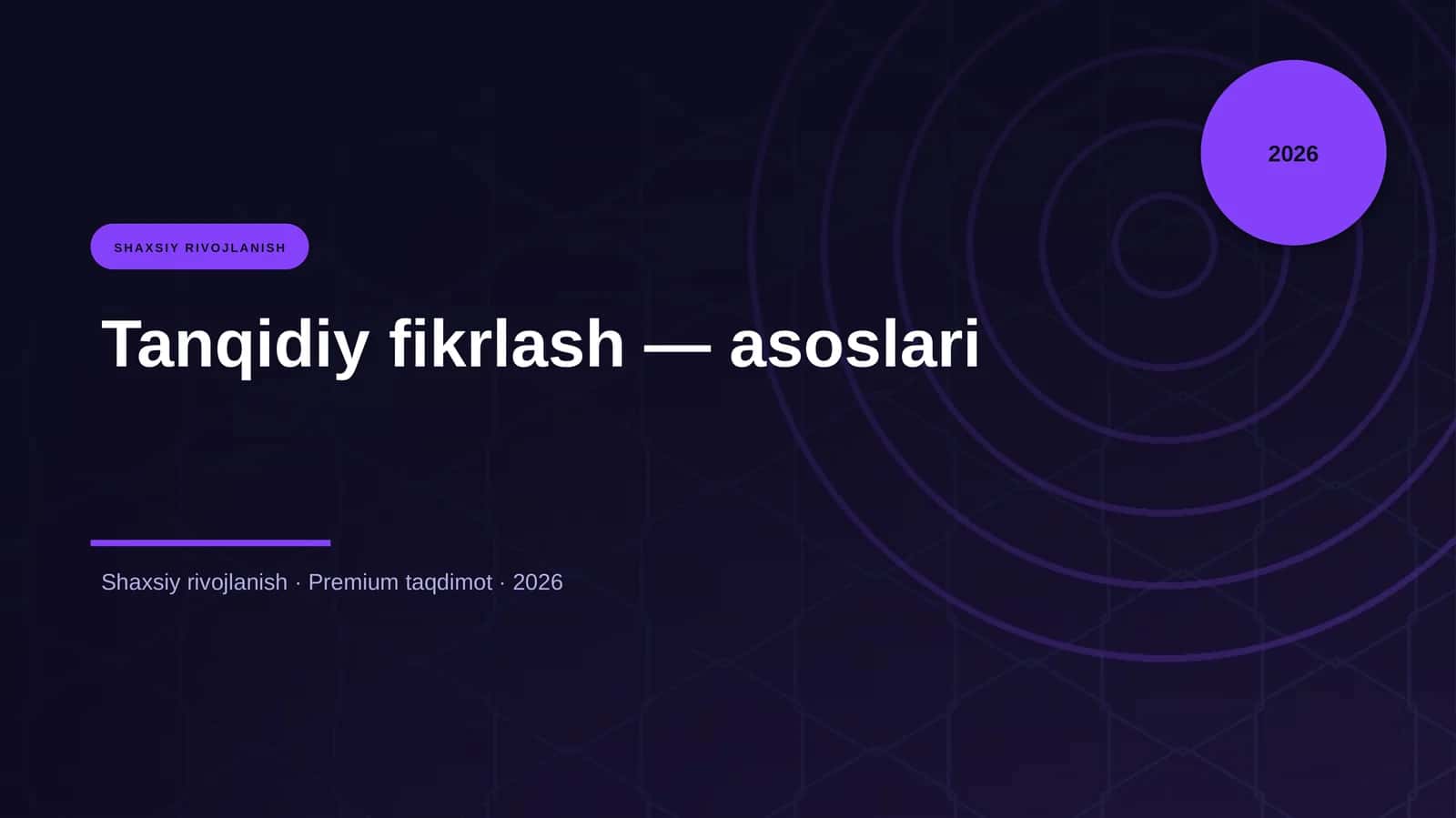 Tanqidiy fikrlash — asoslari 1