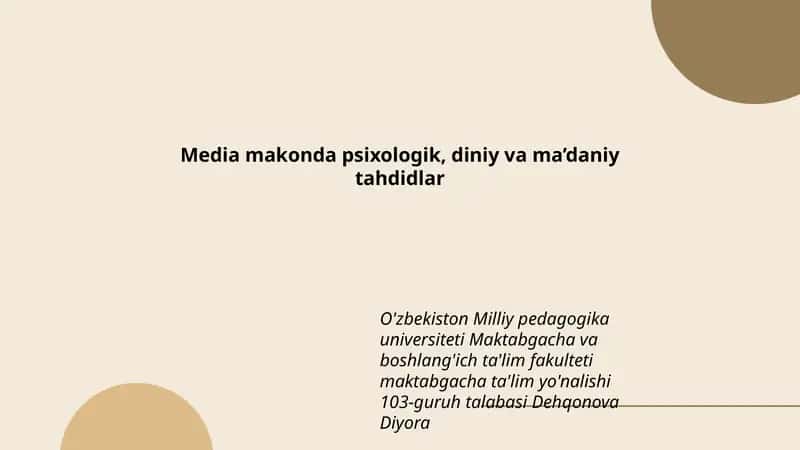 Media makonda psixologik, diniy va ma’daniy tahdidlar 1