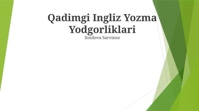 Qadimgi Ingliz Yozma Yodgorliklari 1