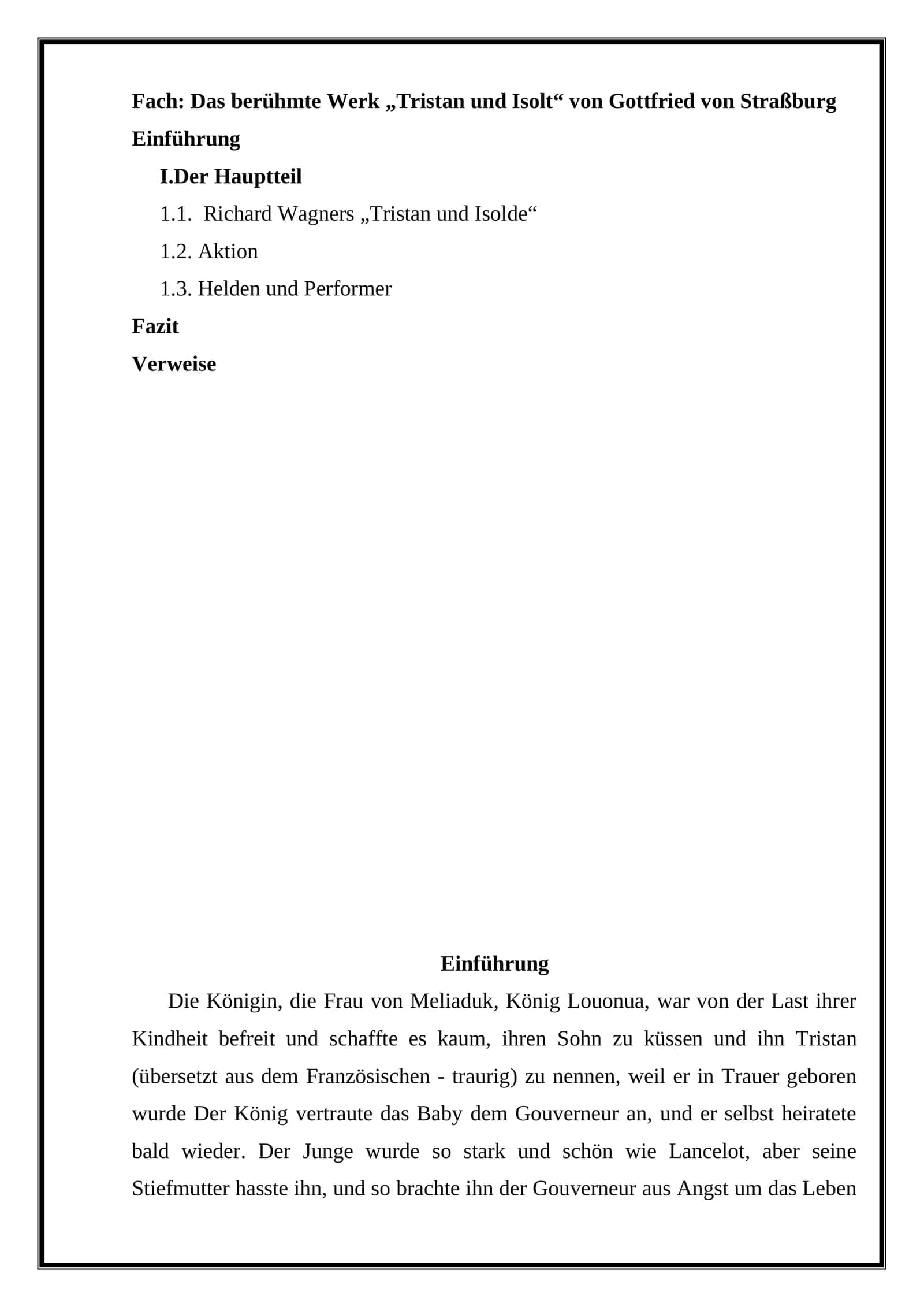 Das berühmte Werk „Tristan und Isolt“ von Gottfried von Straßburg 1