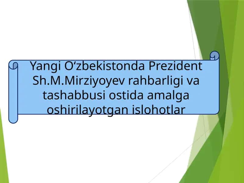 Yangi O‘zbekistonda Prezident Sh.M.Mirziyoyev rahbarligi va tashabbusi ostida amalga oshirilayotgan islohotlar 1