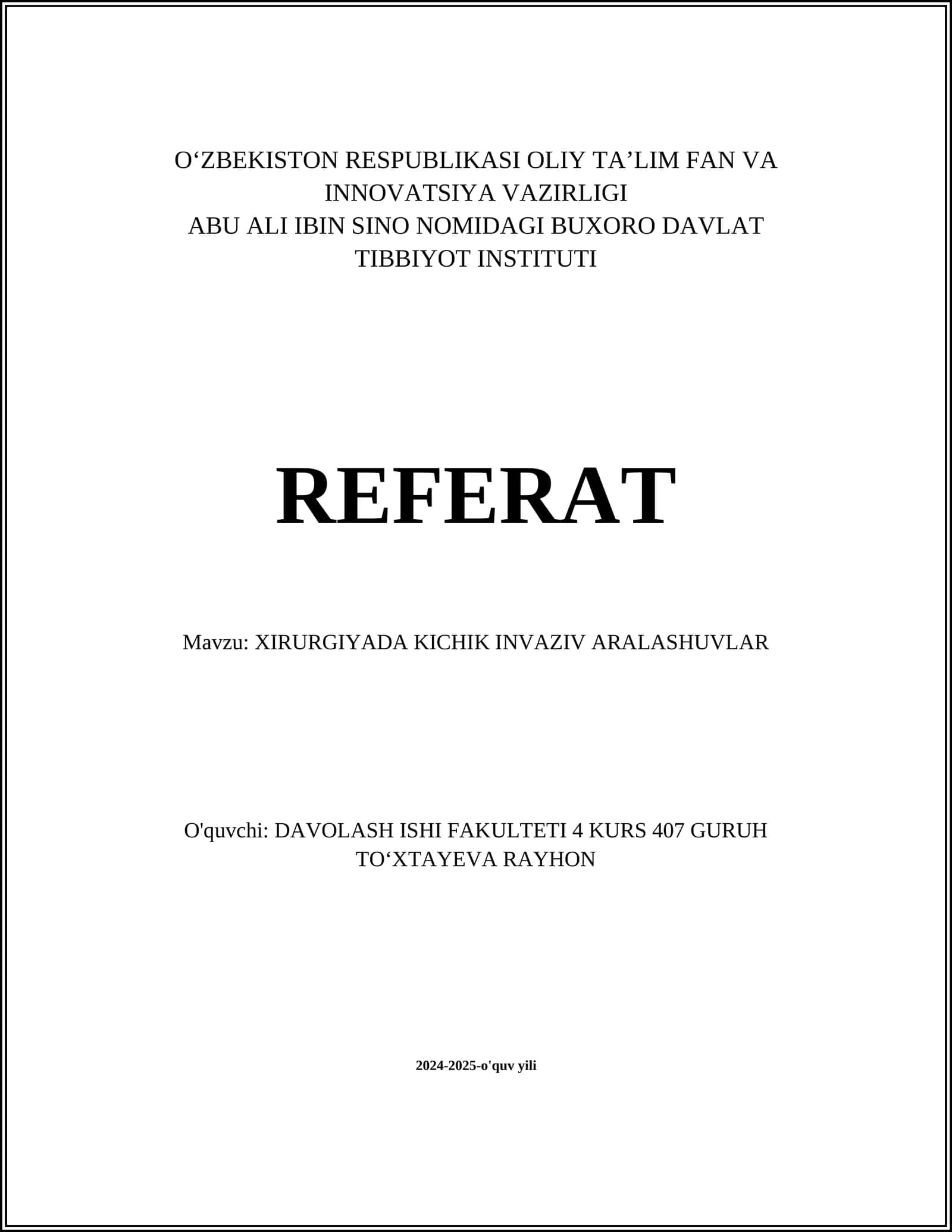 XIRURGIYADA KICHIK INVAZIV ARALASHUVLAR 1