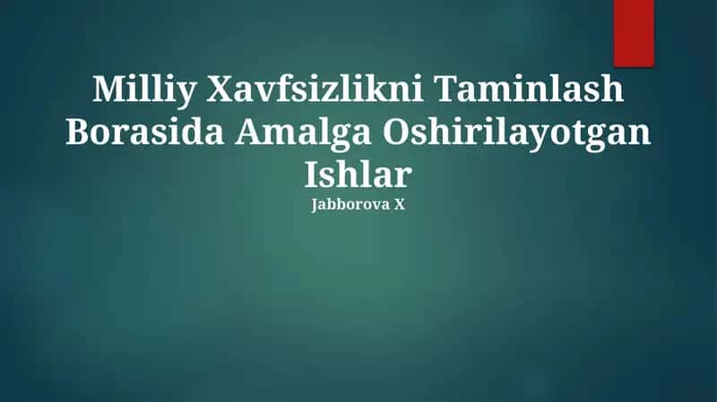 Milliy Xavfsizlikni Taminlash Borasida Amalga Oshirilayotgan Ishlar 1