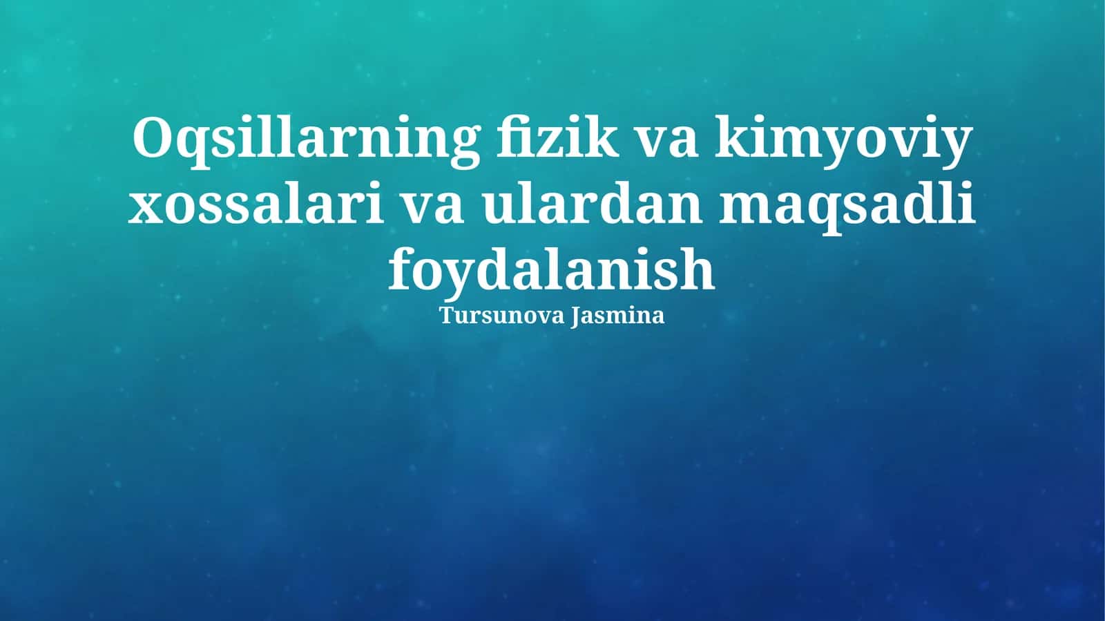 Oqsillarning fizik va kimyoviy xossalari va ulardan maqsadli foydalanish 1
