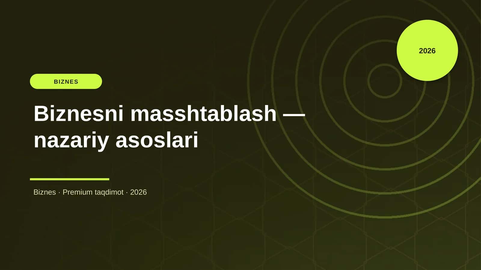 Biznesni masshtablash — nazariy asoslari 1