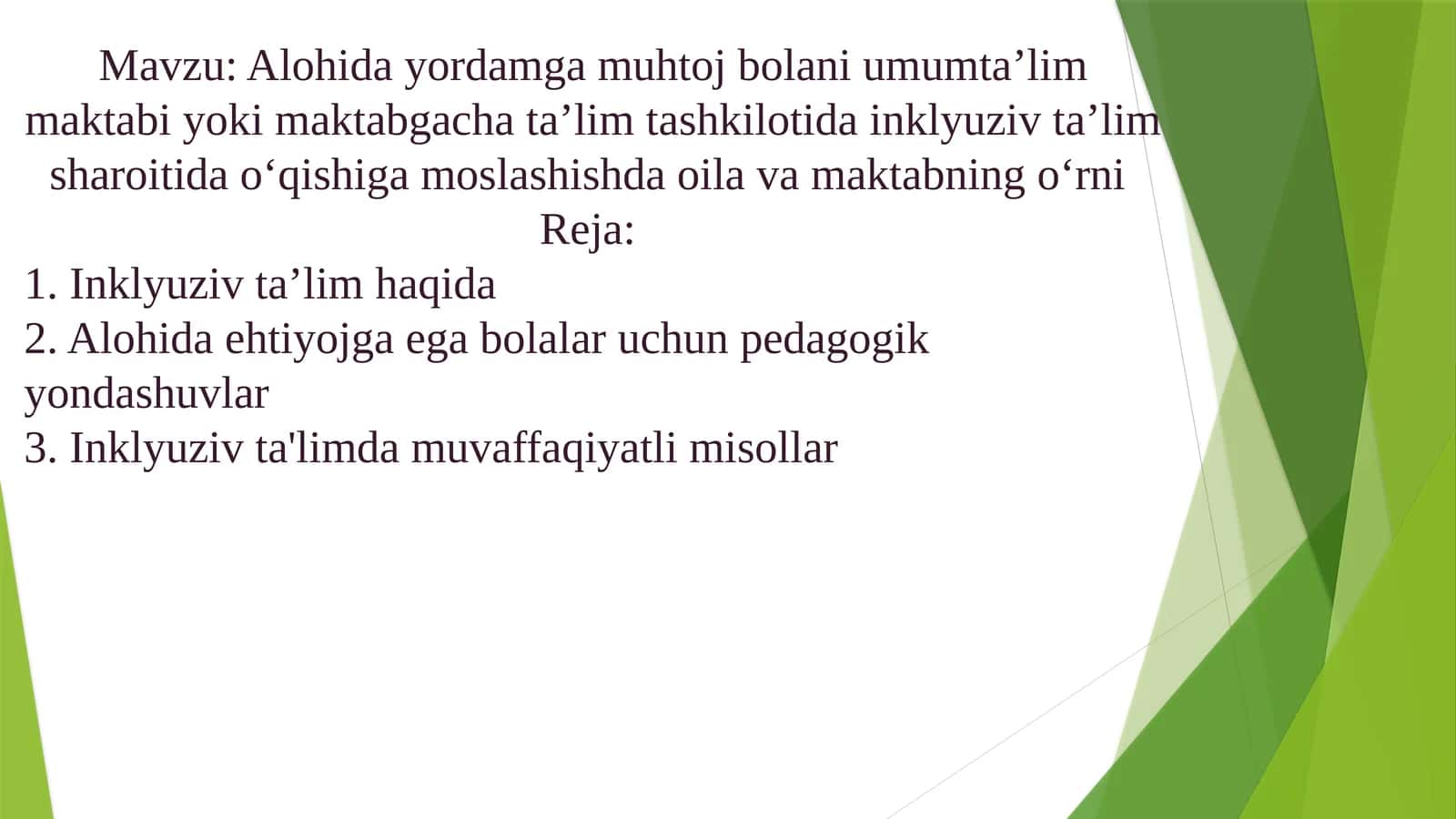 Alohida yordamga muhtoj bolani umumta’lim maktabi yoki maktabgacha ta’lim tashkilotida inklyuziv ta’lim sharoitida o‘qishiga moslashishda oila va maktabning o‘rni 1
