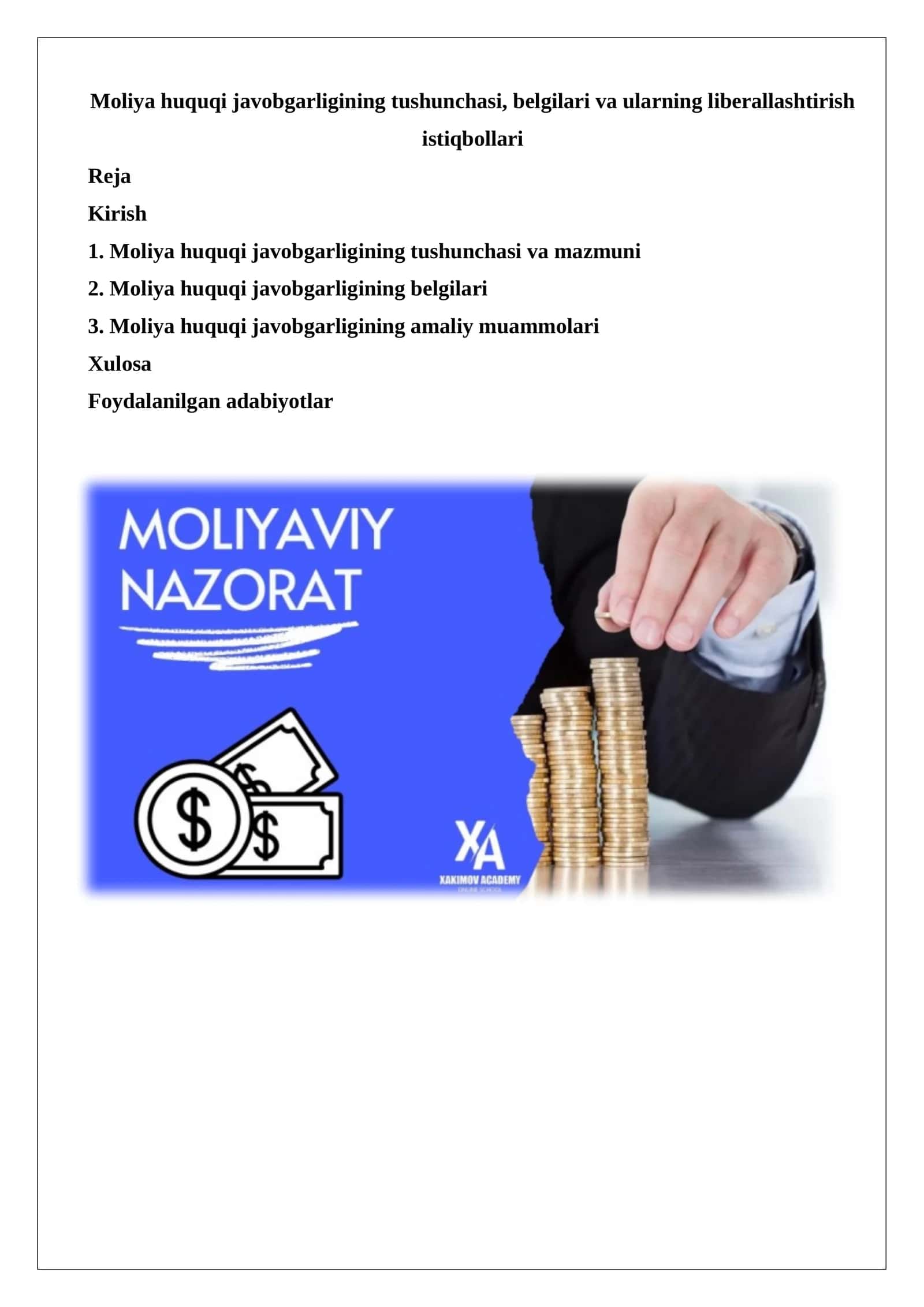 Moliya Huquqi Javobgarligining Tushunchasi 1