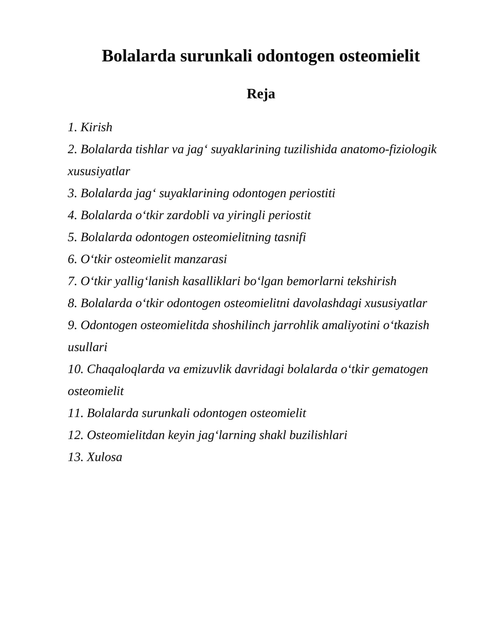 Bolalarda surunkali odontogen osteomielit 1