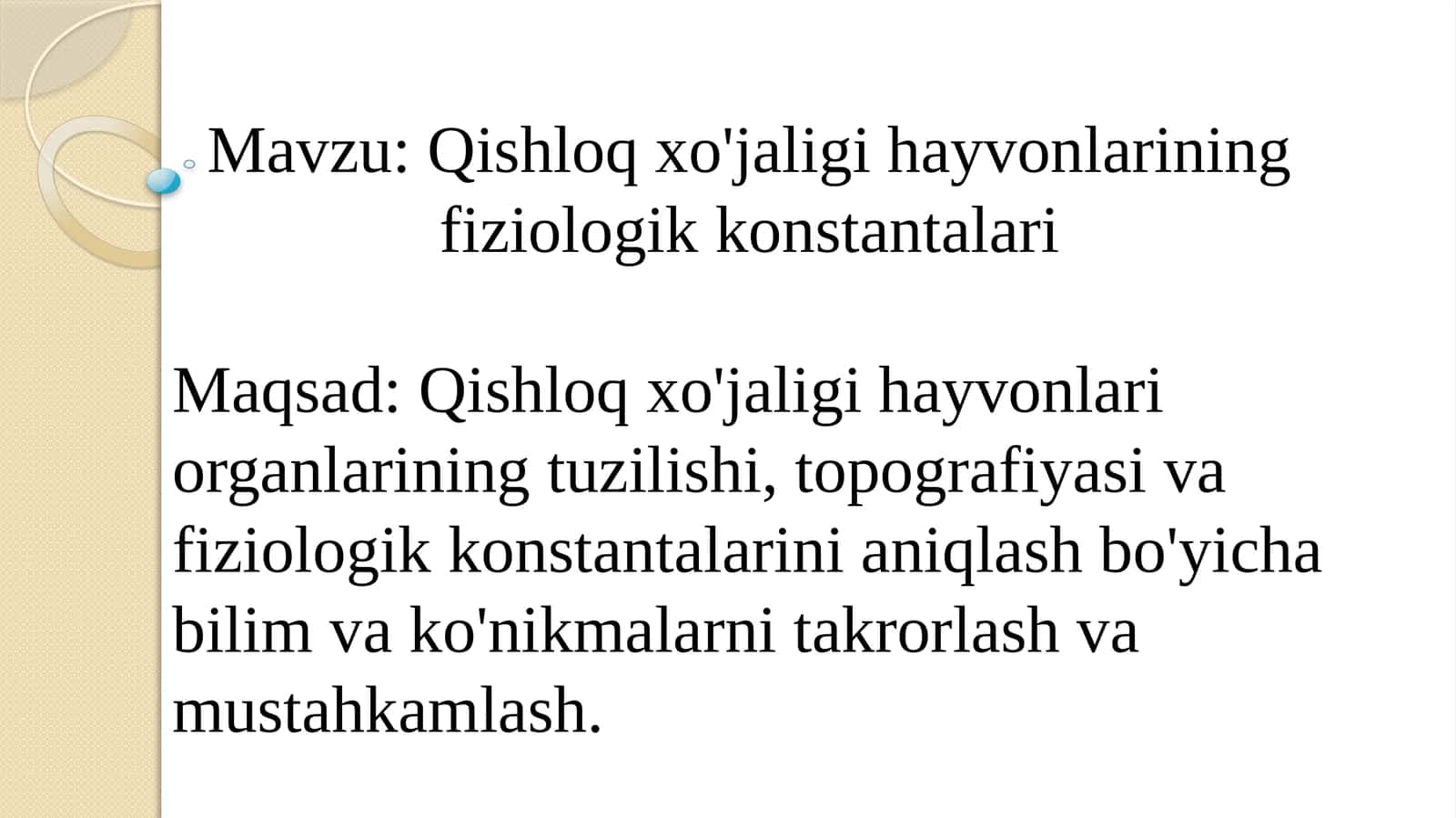Qishloq xo'jalik hayvonlarining fiziologik konstantalari 1