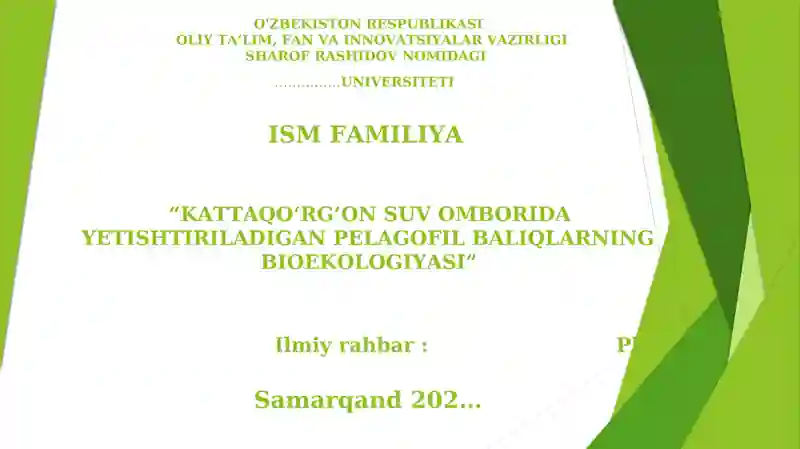 KATTAQO‘RG‘ON SUV OMBORIDA YETISHTIRILADIGAN PELAGOFIL BALIQLARNING BIOEKOLOGIYASI