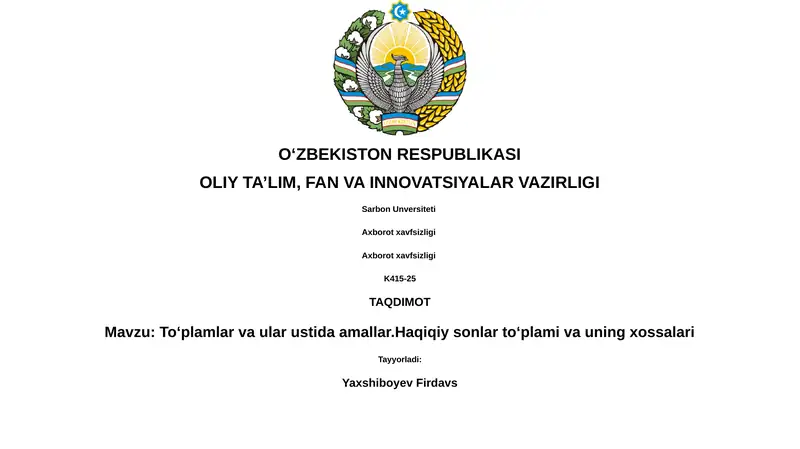 Toʻplamlar va ular ustida amallar 1