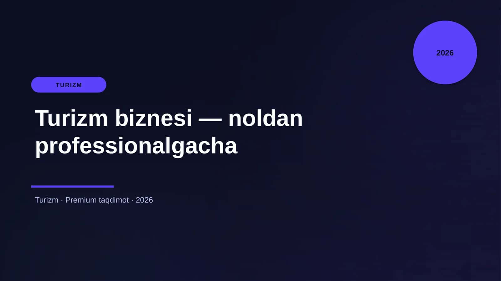 Turizm biznesi — noldan professionalgacha 1