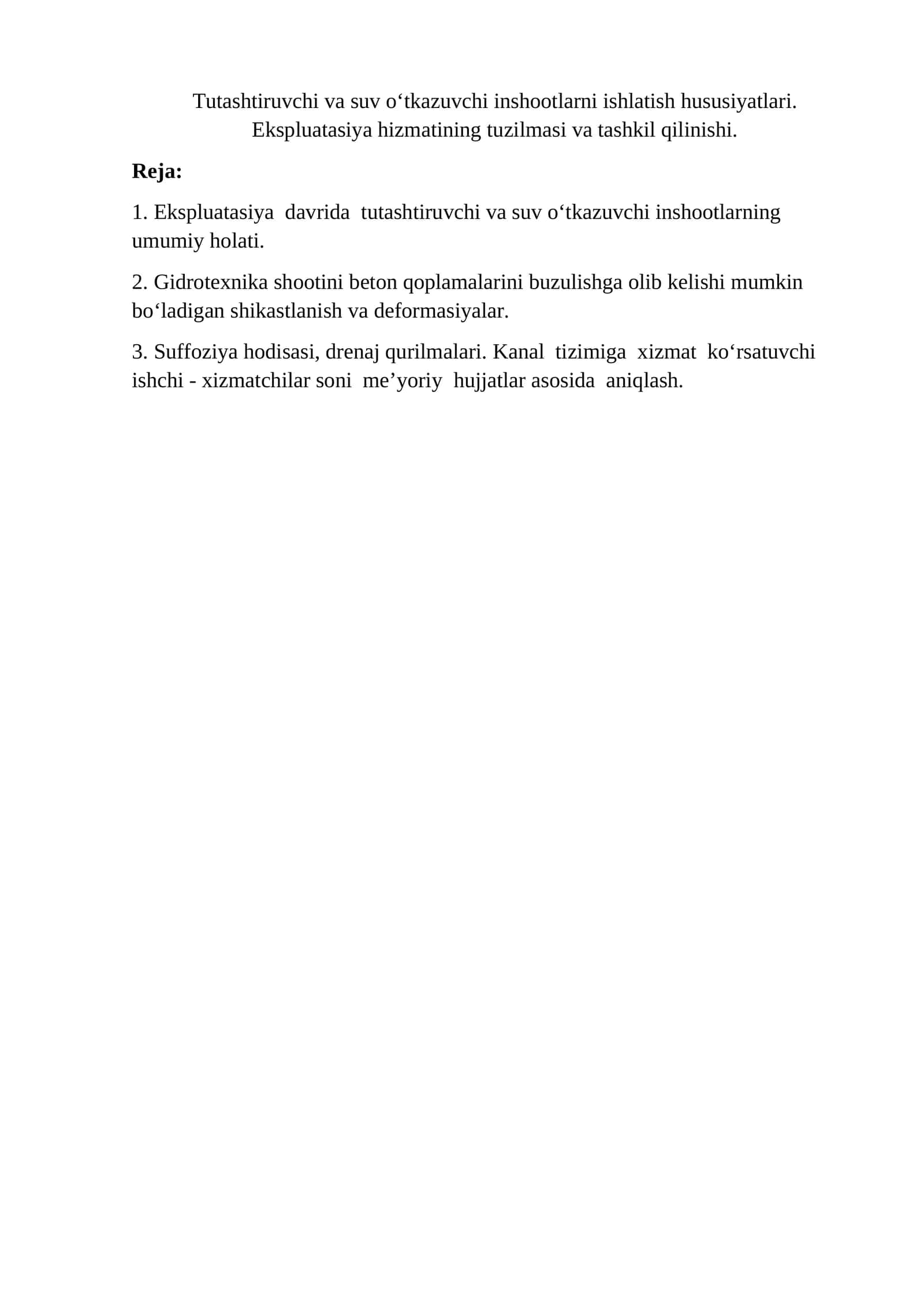 Gidrotexnika inshootlari 1