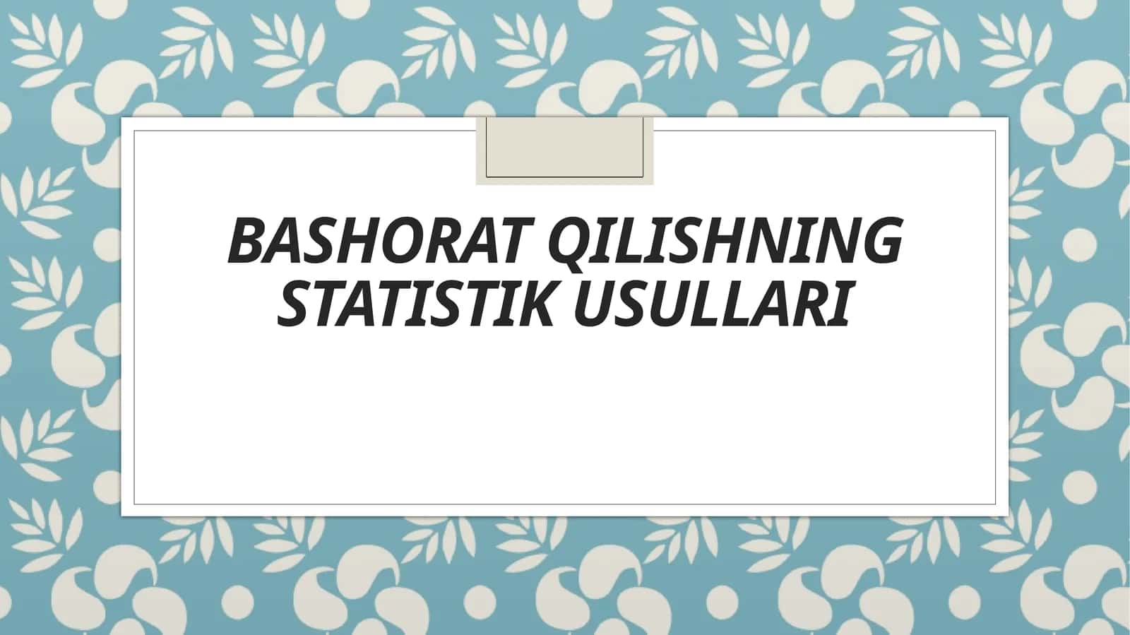 Bashorat qilishning statistik usullari 1
