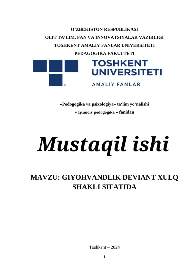 GIYOHVANDLIK DEVIANT XULQ SHAKLI SIFATIDA 1