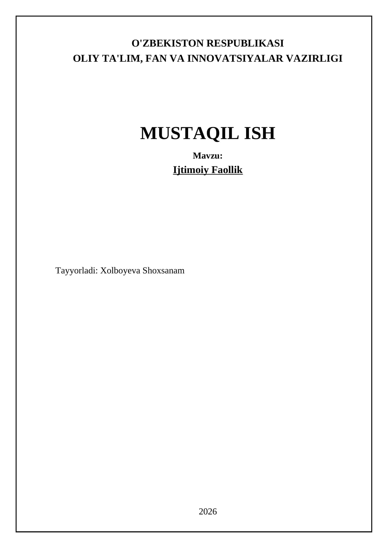Ijtimoiy Faollik 1
