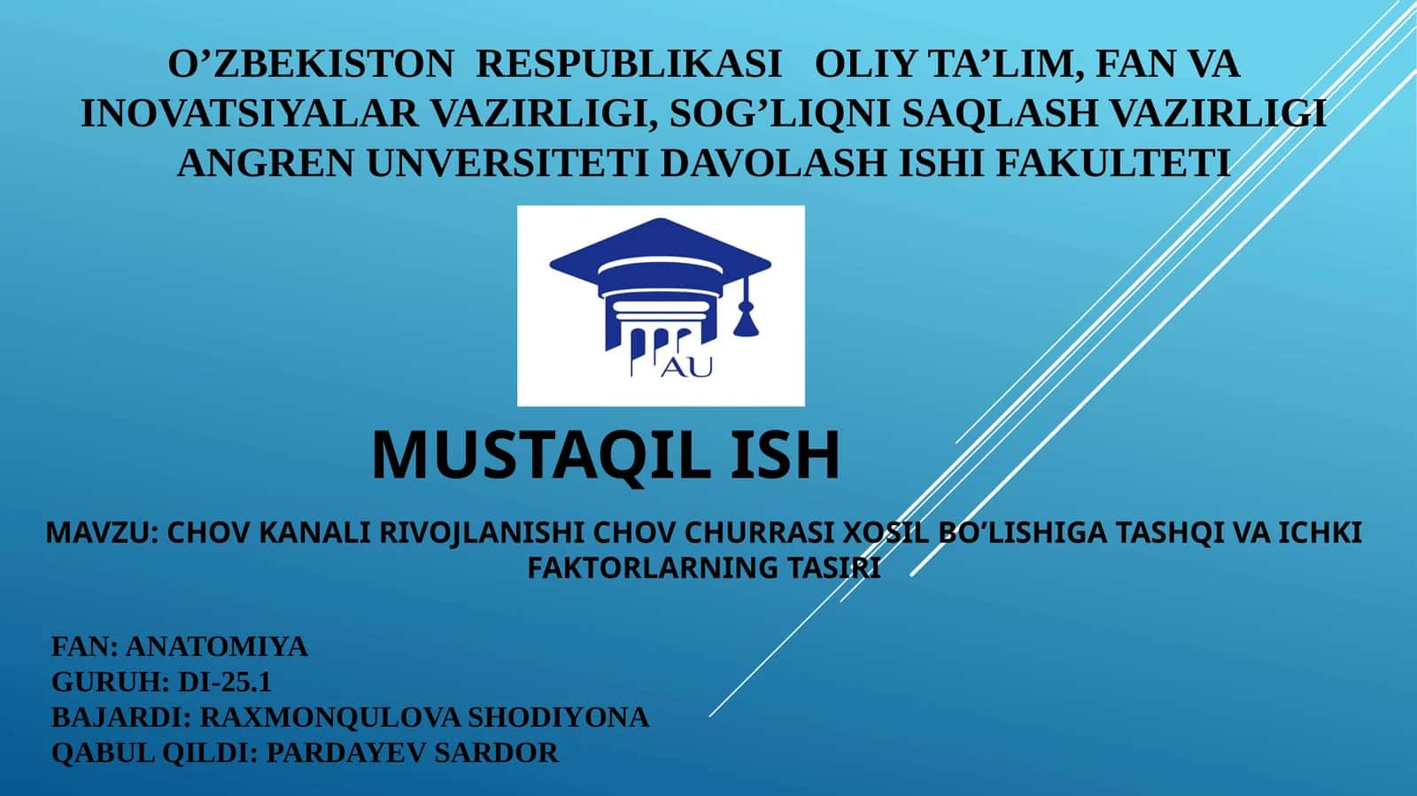 Chov Kanali Rivojlanishi 1