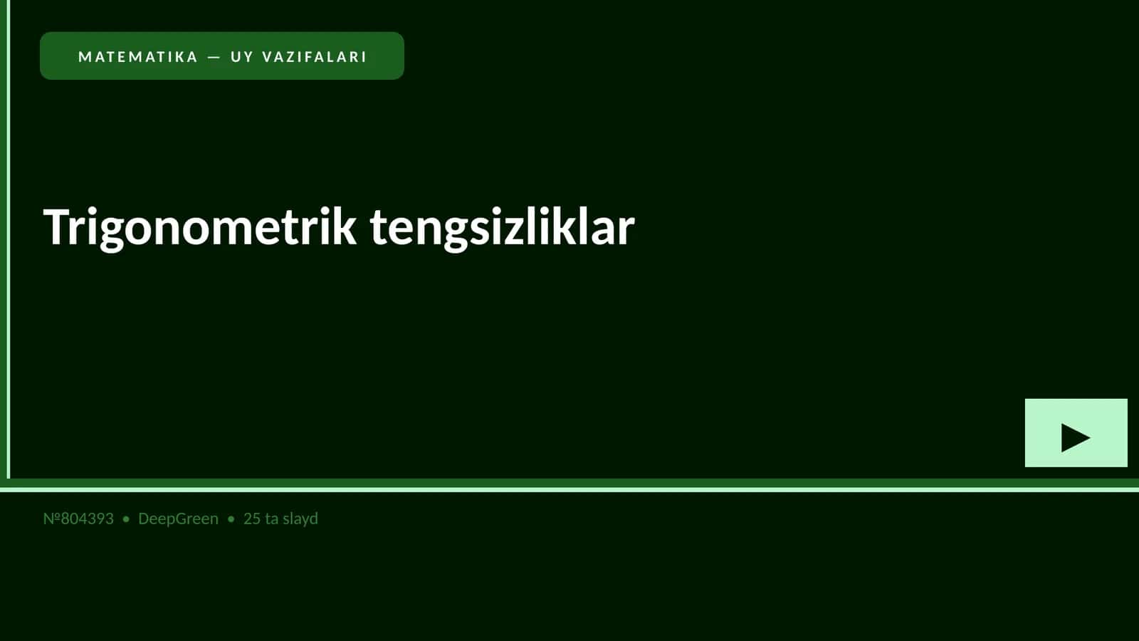 MATEMATIKA — UY VAZIFALARI 1