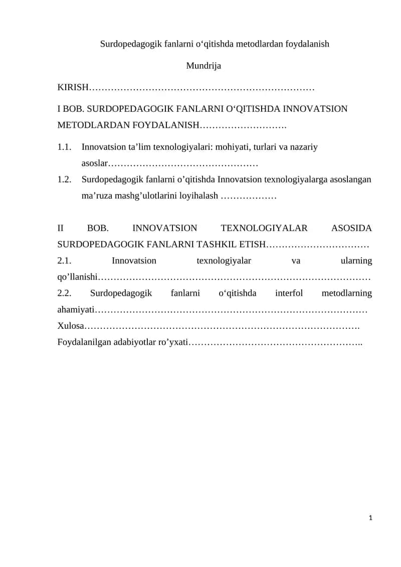 Surdopedagogik fanlarni o‘qitishda metodlardan foydalanish 1