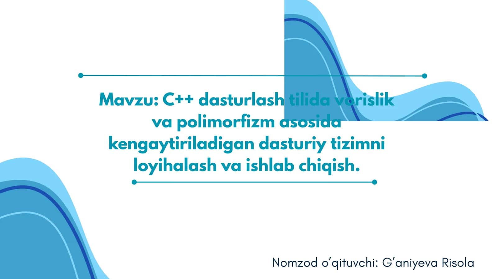 C++ dasturlash tilida vorislik va polimorfizm asosida kengaytiriladigan dasturiy tizimni loyihalash va ishlab chiqish 1