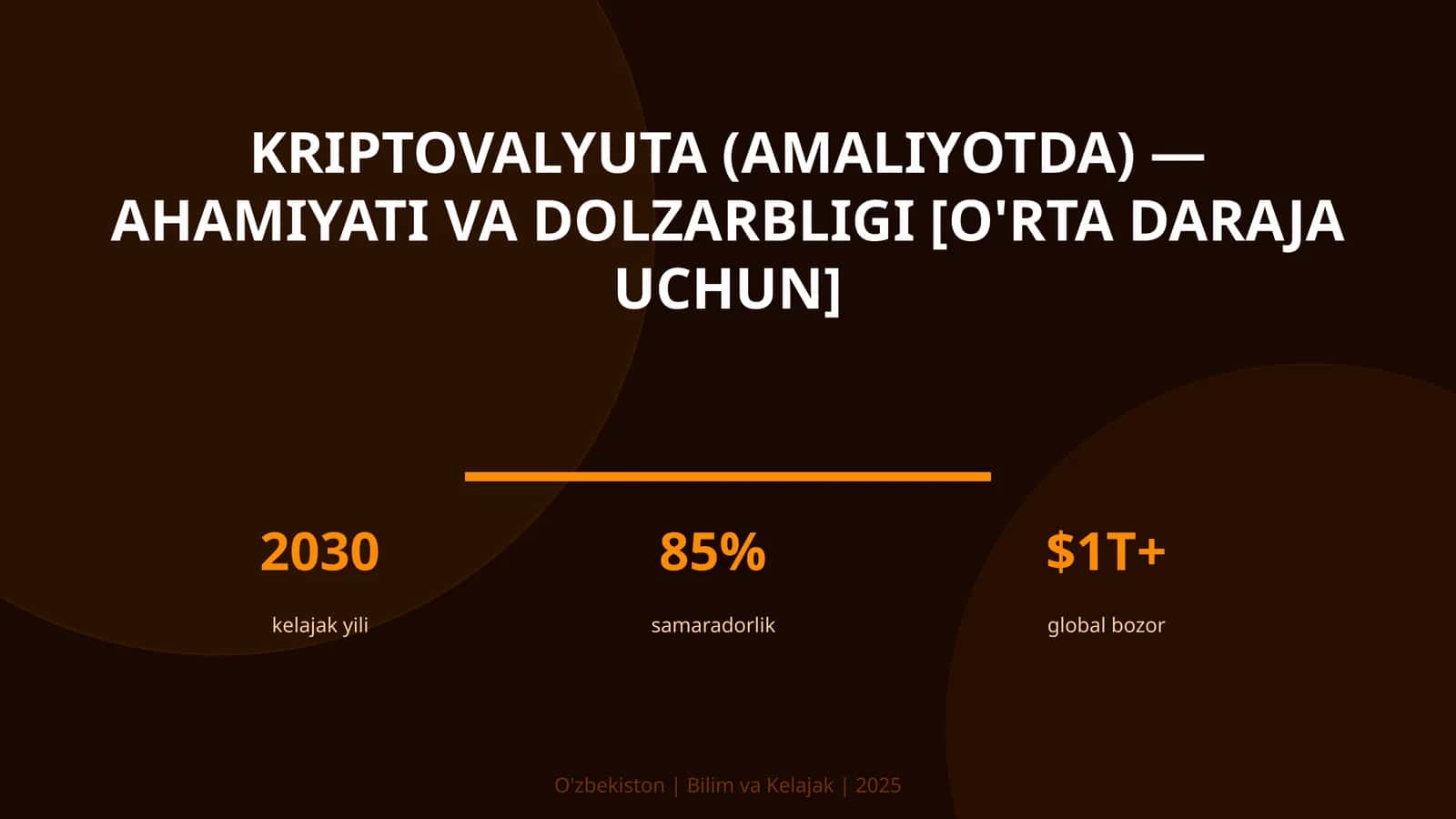 Kriptovalyuta (amaliyotda) — ahamiyati va dolzarbligi [o'rta daraja uchun] 1