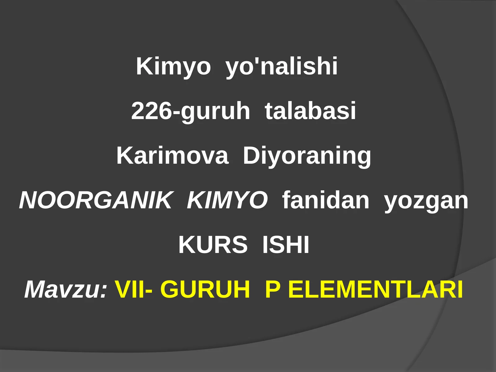 Kimyoyo'nalishi 1