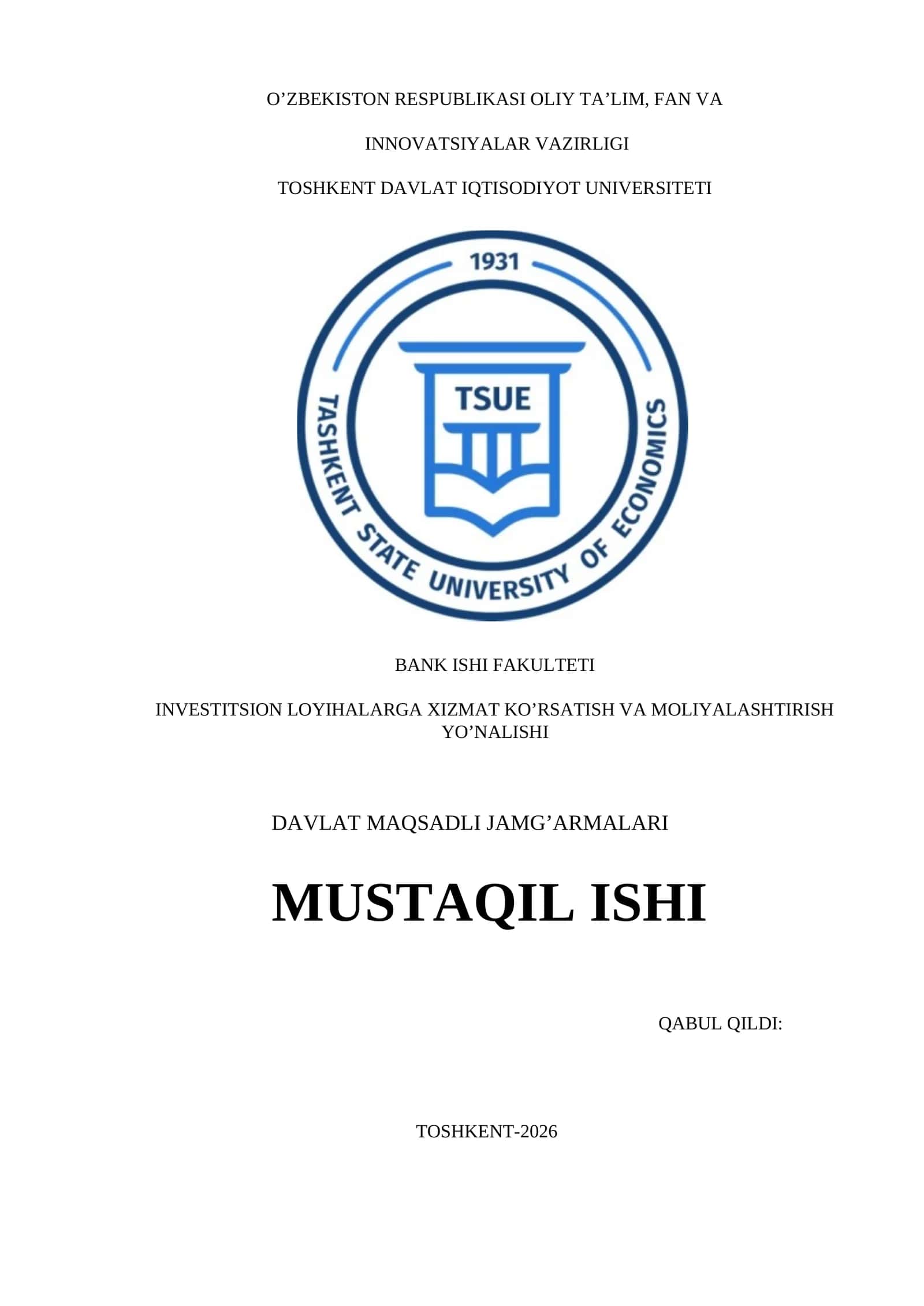 DAVLAT MAQSADLI JAMG’ARMALARI MUSTAQIL ISHI 1