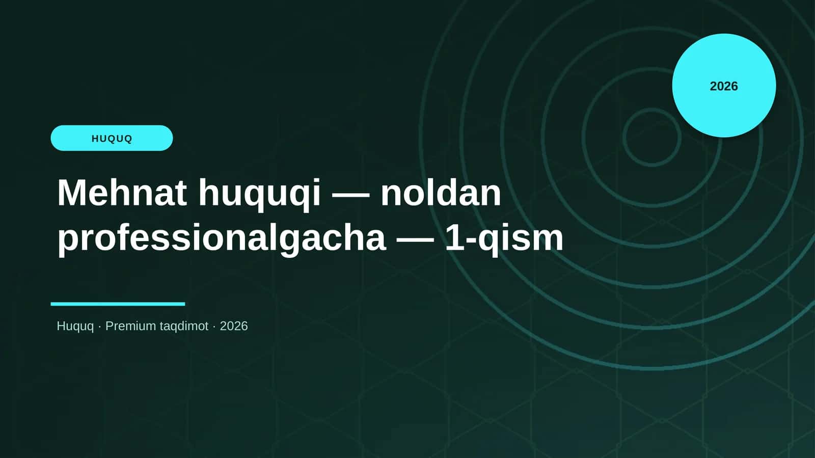 Mehmat huquqi — noldan professionalgacha — 1-qism 1
