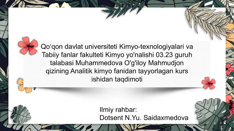 Analitik kimyo kursi 1