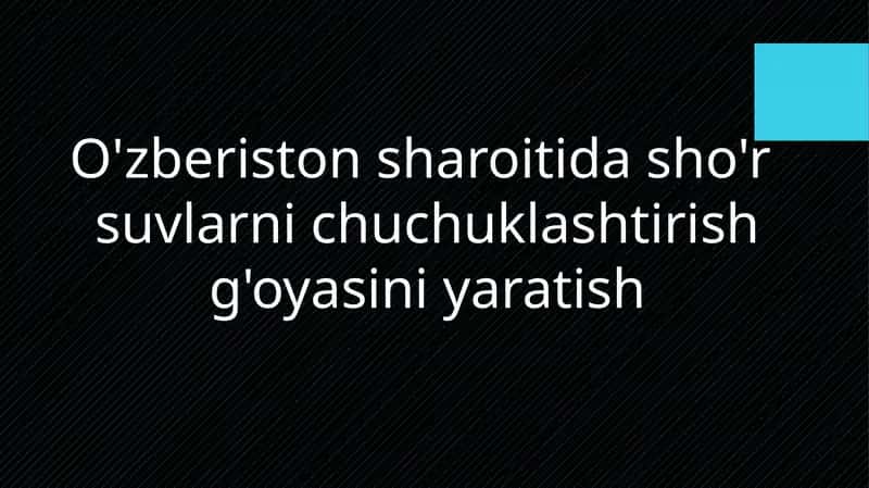 O'zberistonsharoitidasho'r suvlarini chuchuklashtirish g'oyasi 1