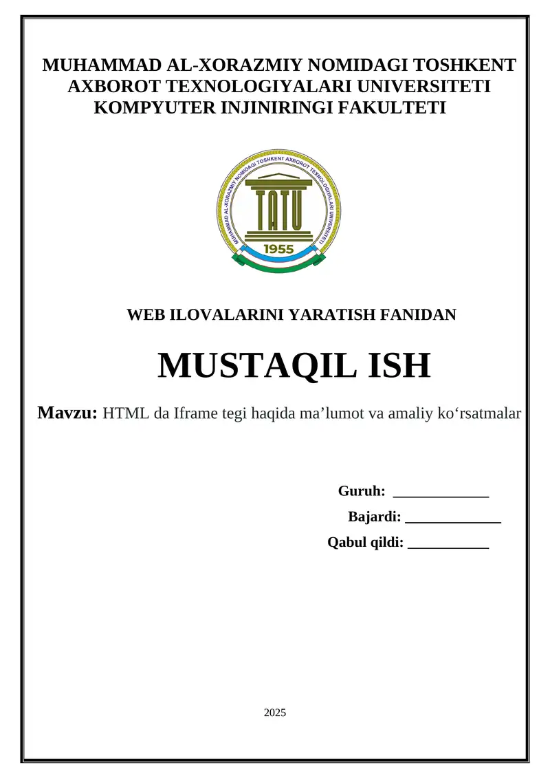 HTML da Iframe tegi haqida ma’lumot va amaliy ko‘rsatmalar 1