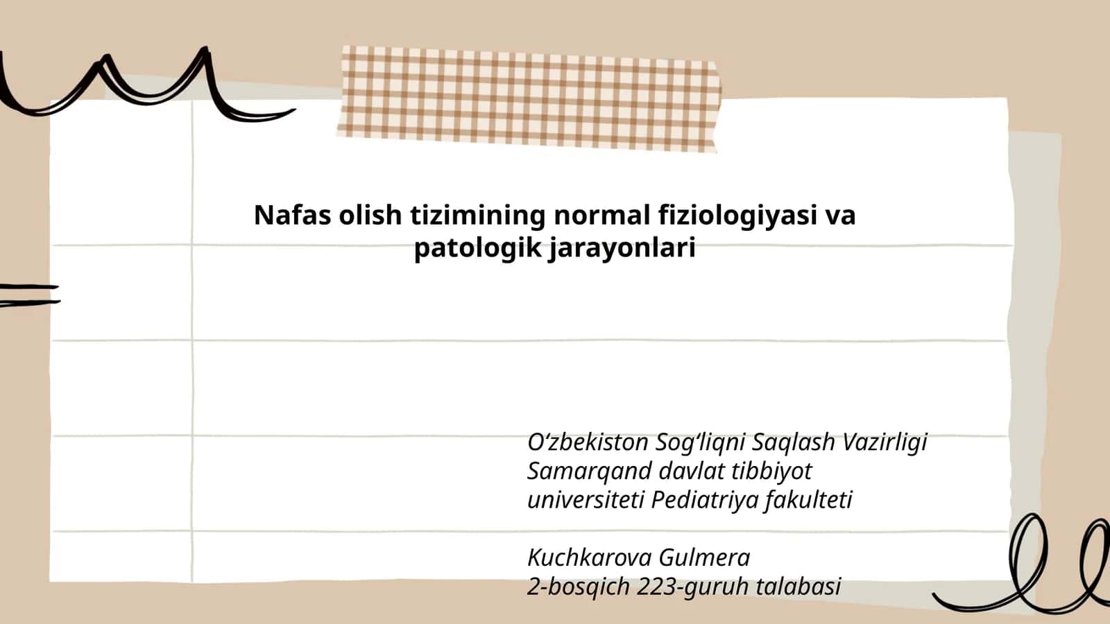 Nafas olish tizimining normal fiziologiyasi va patologik jarayonlari 1