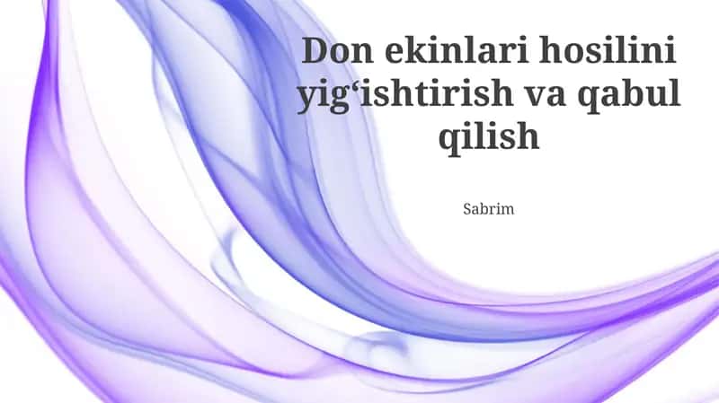 Hosilning qabul qilish texnologiyasi 1