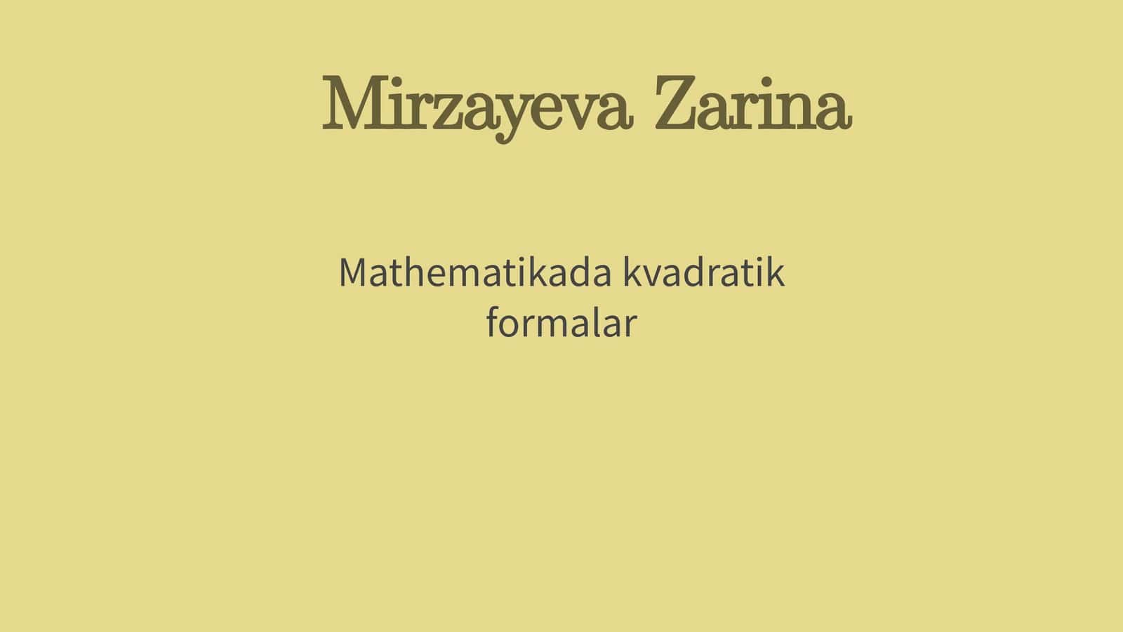 Mathematikadakvadratikformalar 1