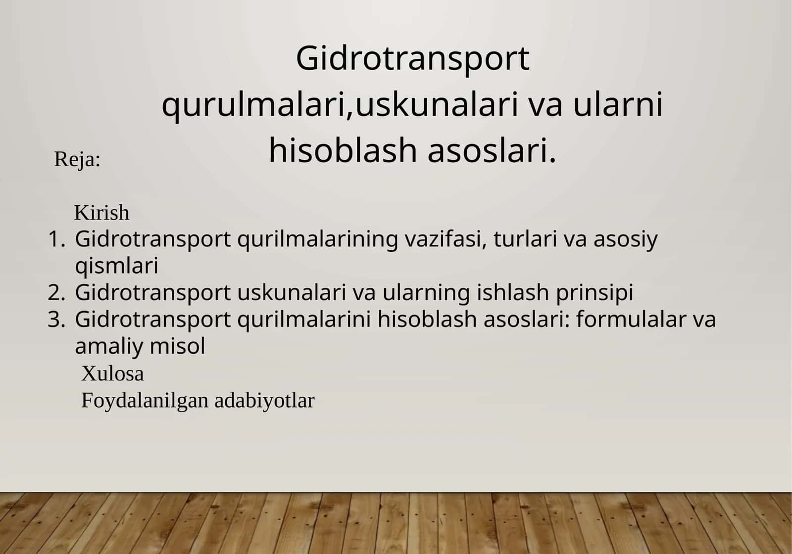 Gidrotransportqurulmalari, uskunalar va ularni hisoblash asoslari 1