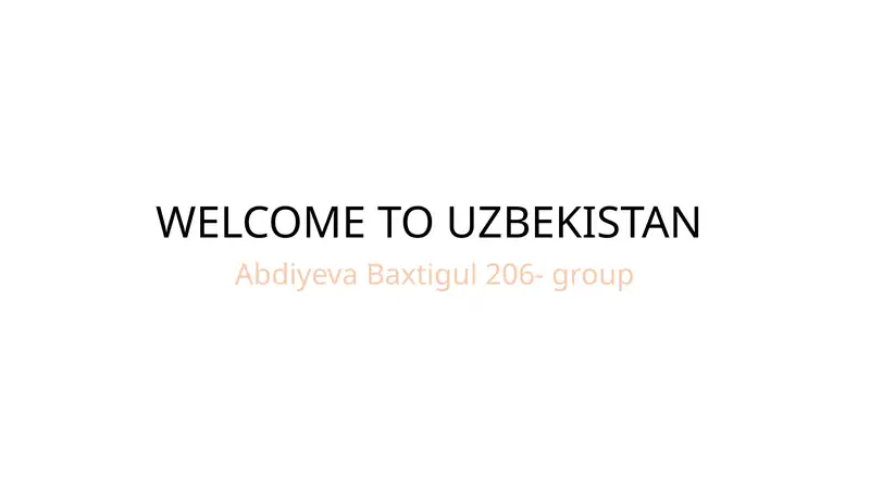 WELCOME TO UZBEKISTAN 1