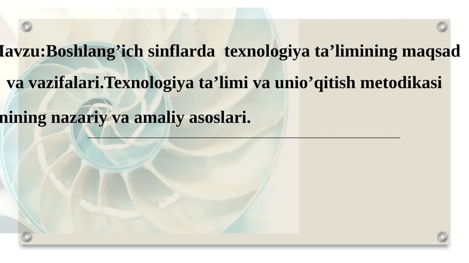 Boshlang’ich sinflar dastexnologiya ta’limi 1