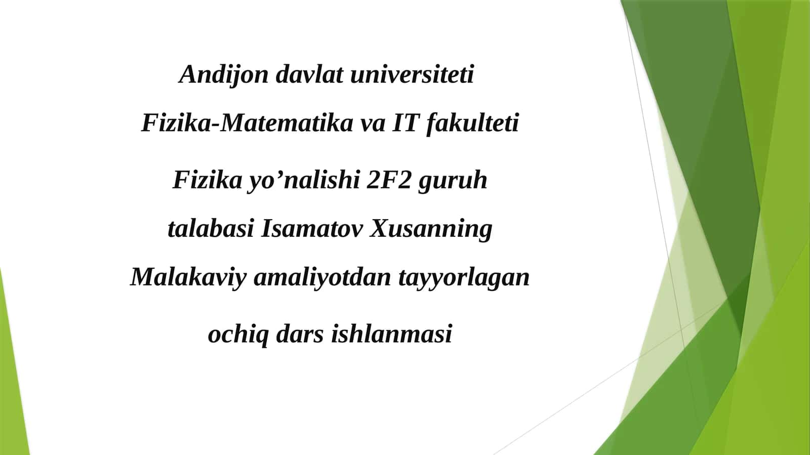 Fizika-Matematika va IT fanlari - Butunzanjir uchun Omqonuni 1