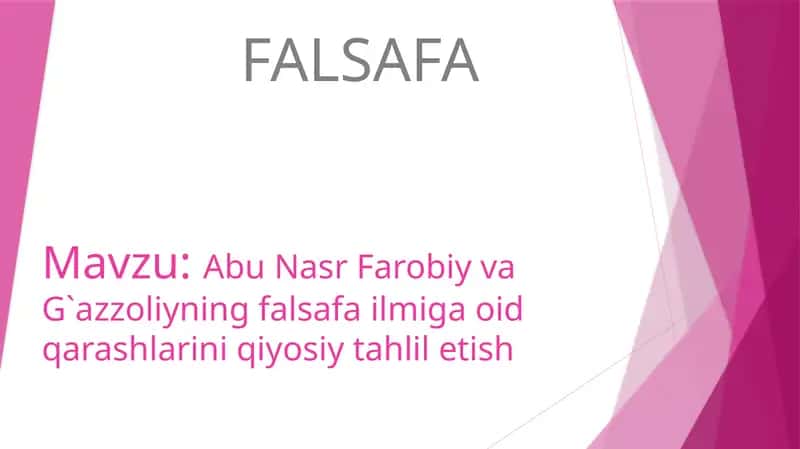 Abu Nasr Farobi va G`azzoliyning falsafai ilmi ga oid qarashlarini qiyosiy tahliletish 1