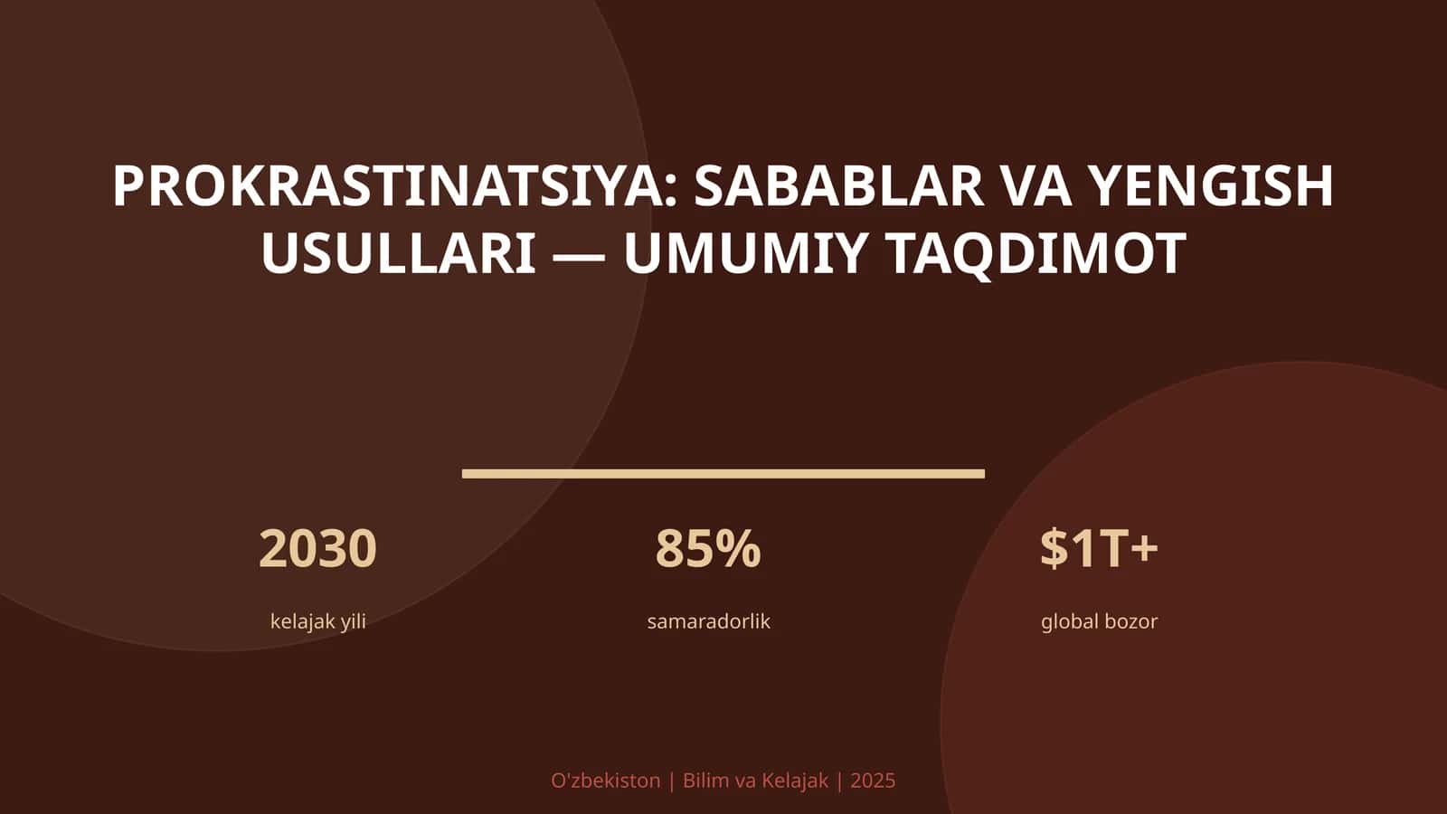 Prokrastinatsiya: Sabablar va Yengish Usullari — Umumiy Taqdimot 1