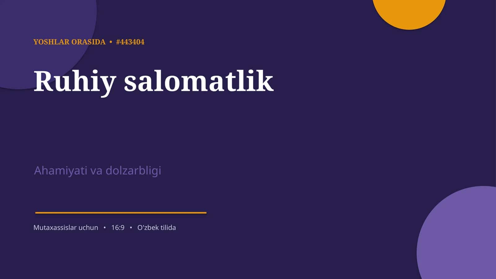 Ruhiy salomatlik 1